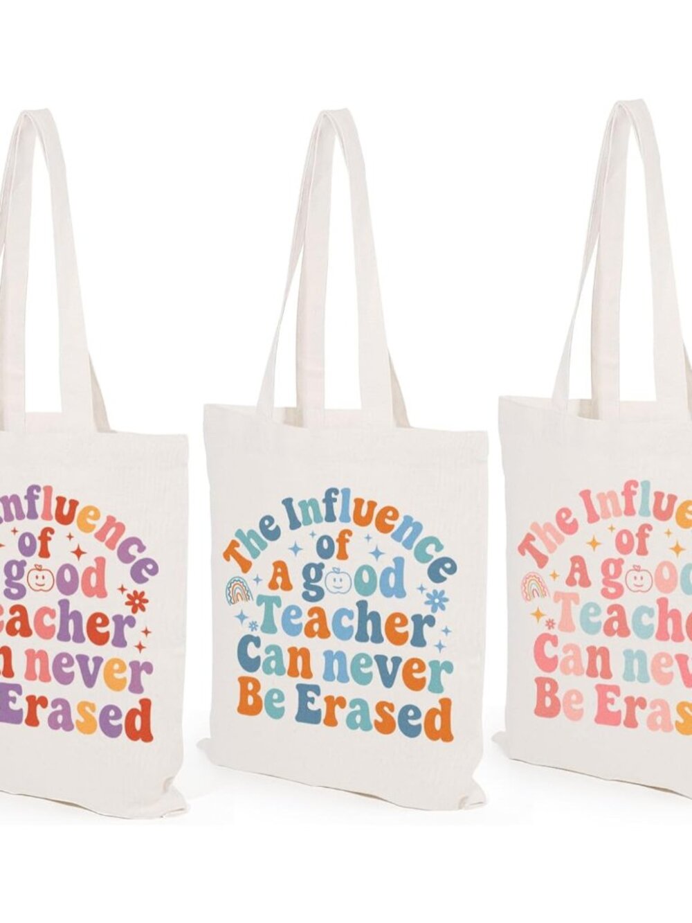 Teacher Appreciation Gifts Bags for Women, 3 Pack Teacher Tote Bags Reusable Can